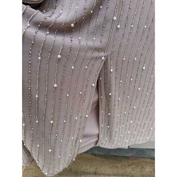 Mac Duggal 93622 LONG PUFF SLEEVE PEARL BEADED MIDI DRESS VINTAGE LILAC SZ 20 - Picture 14 of 16